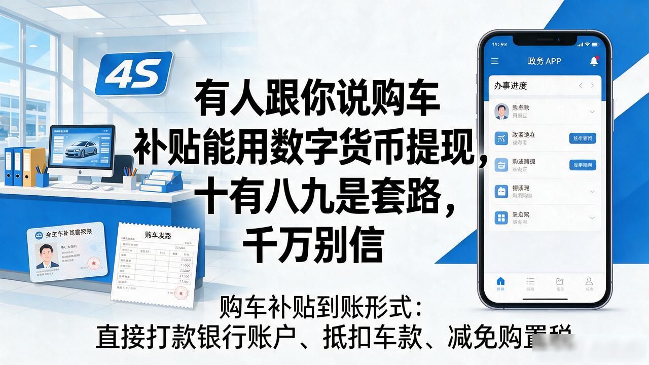 有人跟你说购车补贴能用数字货币提现，十有八九是套路，千万别信