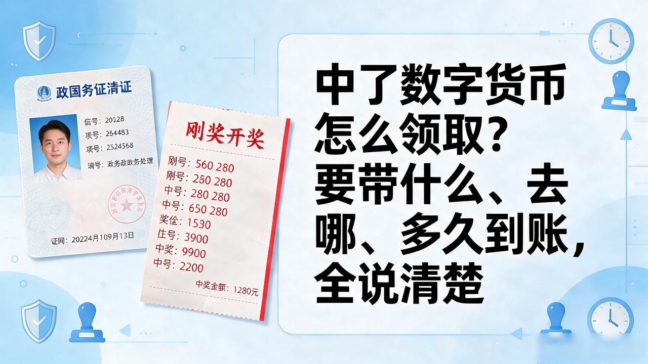 中了数字货币怎么领取？要带什么、去哪、多久到账，全说清楚