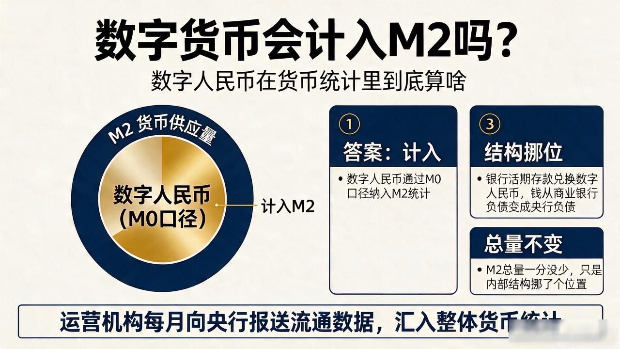 数字货币会计入M2吗？数字人民币在货币统计里到底算啥