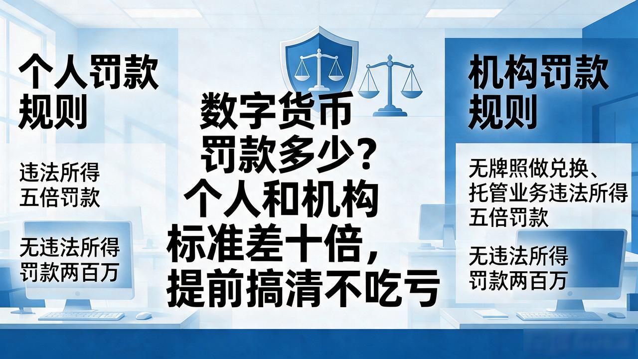 数字货币罚款多少元？个人和机构标准差十倍，提前搞清不吃亏