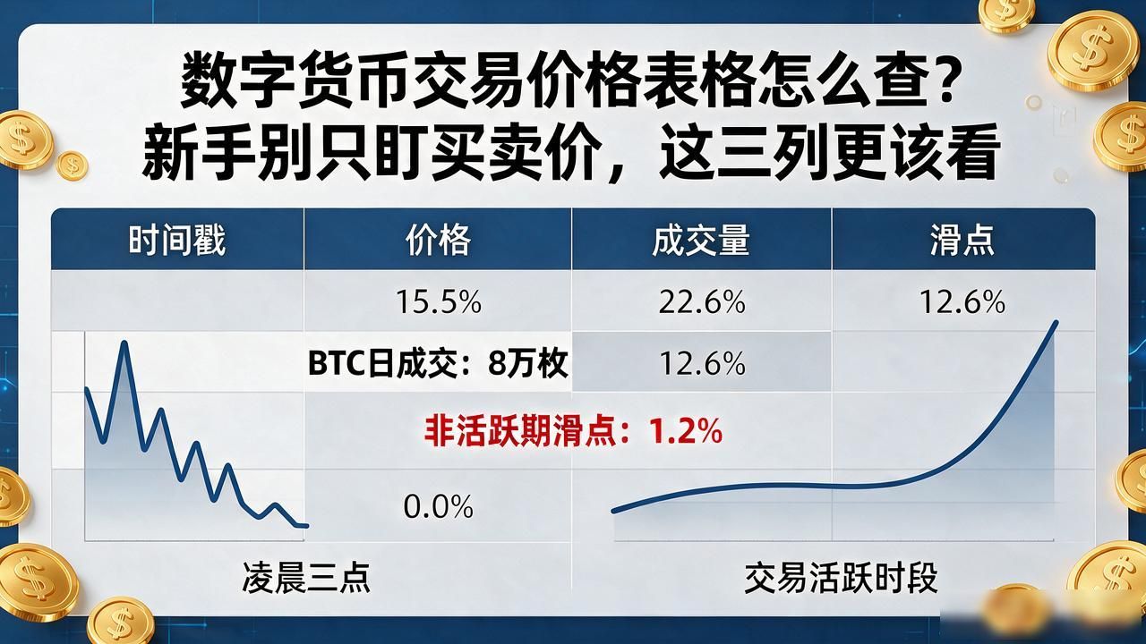 数字货币交易价格表格怎么查？新手别只盯买卖价，这三列更该看