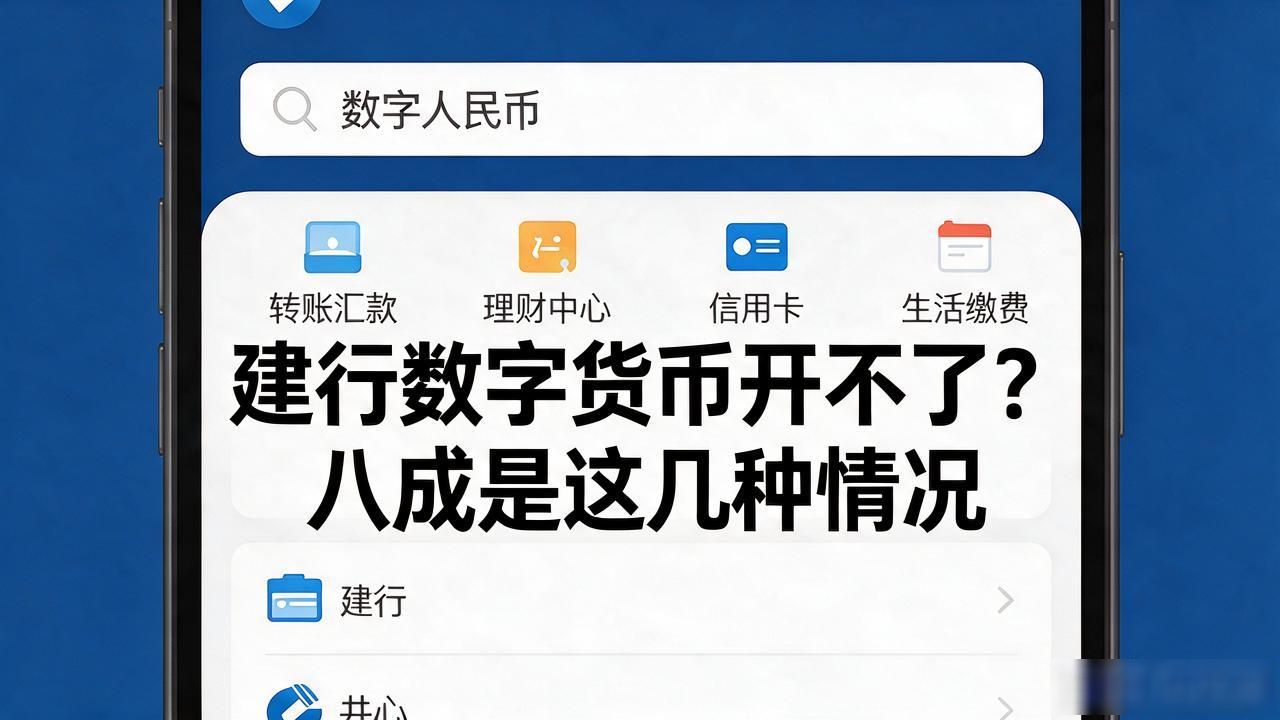 建行数字货币开不了？八成是这几种情况，看完就明白了