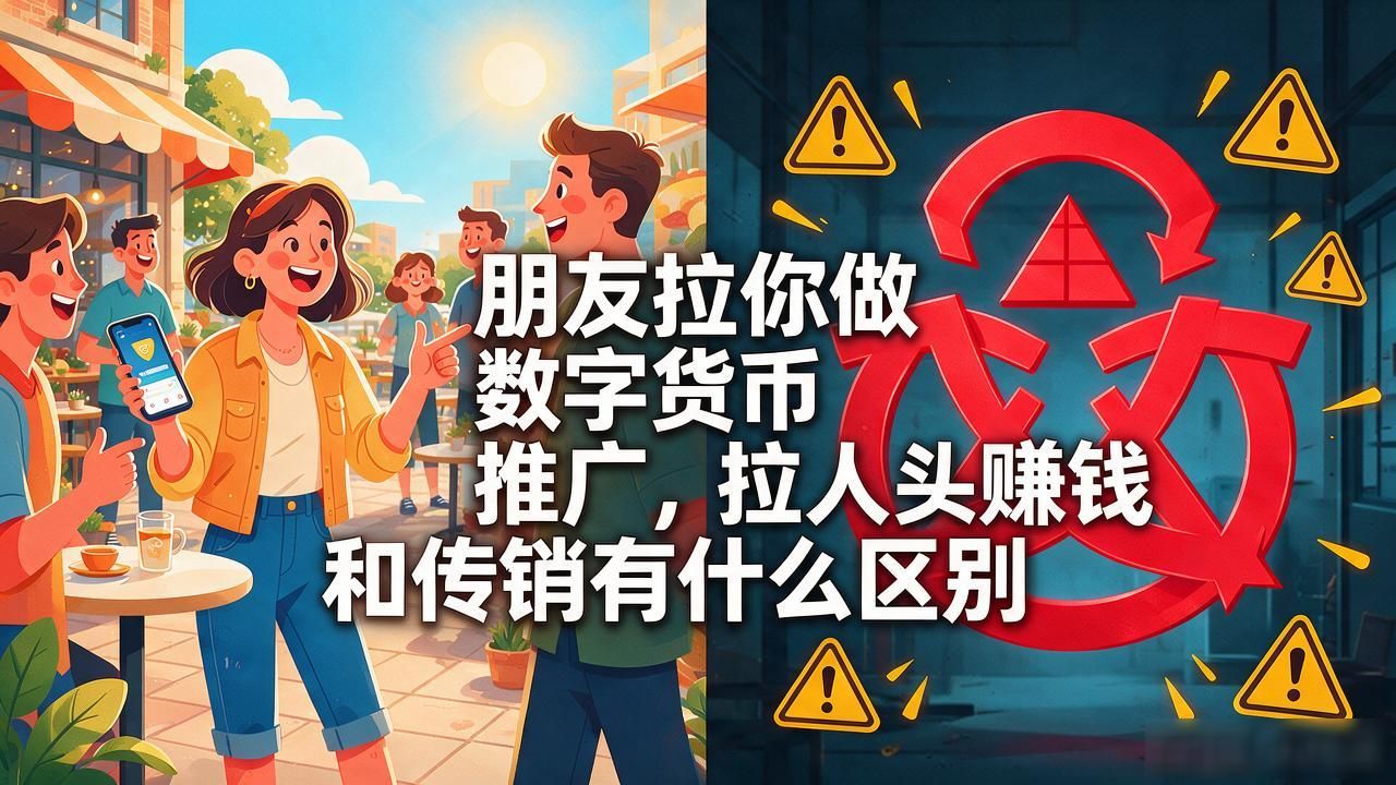 朋友拉你做数字货币推广，拉人头赚钱和传销有什么区别