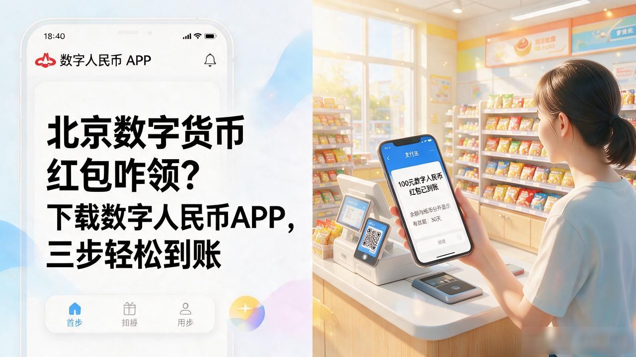 北京数字货币红包咋领？下载数字人民币APP，三步轻松到账